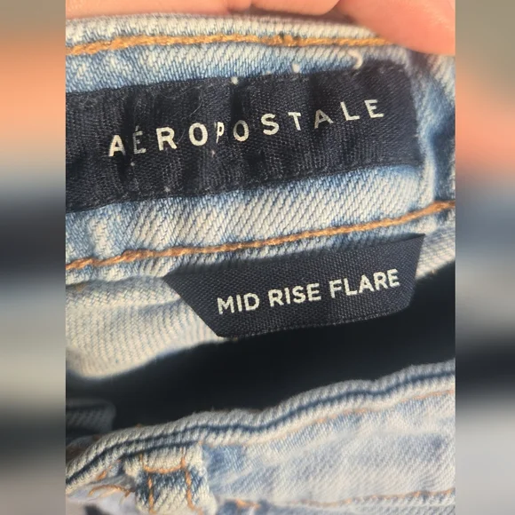 Aeropostale Light Blue Mid Rise Flare Jeans 00 Regular - Picture 3 of 4